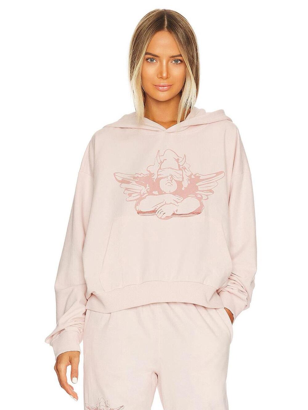 Boys Lie Light Pink Angel Graphic Hoodie